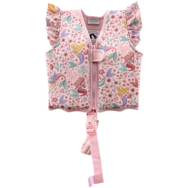 Little Dutch Schwimmweste Dreamy Mermaid rosa Neopren für 2-3 Jahre mit Blumen- und Meerjungfrauen-Motiv, Schwimmhilfe mit Klettverschluss.