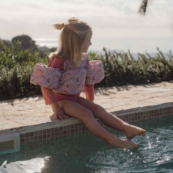 Little Dutch Schwimmweste mit Ärmel Dreamy Mermaid rosa Polyester für 3-6 Jahre mit verstellbarer Schnalle und Meerjungfrauen-Motiv, Schwimmhilfe 15-30 kg.