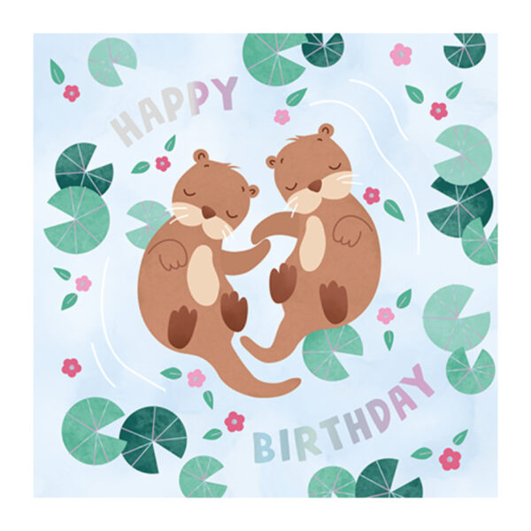 Grafikwerkstatt Klappkarte quadratisch, Grußkarte, Motivkarte, Karte mit Biber, Glückwunschkarte zum Geburtstag