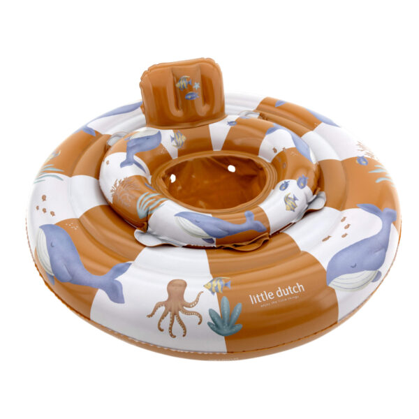 Little Dutch Babyfloat Ocean World aufblasbarer Schwimmring für Babys im Pool Stofftiger Schwimmhilfe