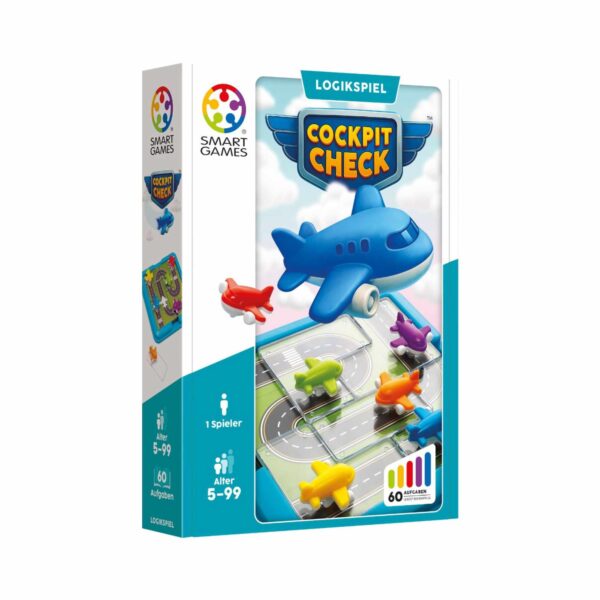 Smart Games Cockpit Check Logikspiel mit Flugzeug-Spielbrett, sechs Flugzeugen und Aufgabenkarten für Kinder ab 5 Jahren.