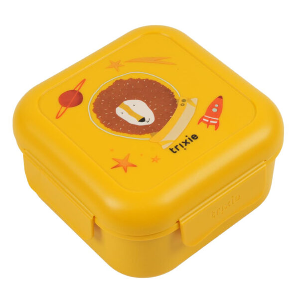 Snackdose mit Clips Spaceman Mr. Lion von Trixie, praktische Kinder Snackbox mit Clipverschluss und Löwe-Motiv für unterwegs Stofftiger