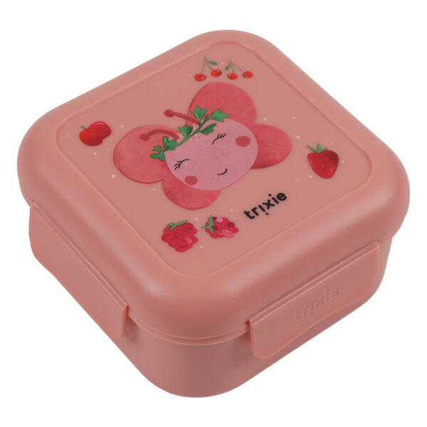 Snackdose mit Clips Fruit fairy Mrs. Butterfly von Trixie, praktische Kinder Snackbox mit Clipverschluss und Schmetterling-Motiv für unterwegs Stofftiger