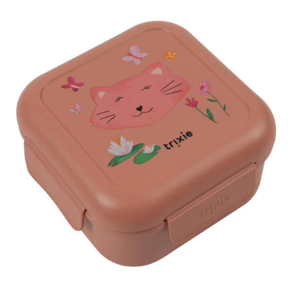 Snackdose mit Clips Pathfinder Mrs. Cat von Trixie, praktische Kinder Snackbox mit Clipverschluss und Katze-Motiv für unterwegs Stofftiger