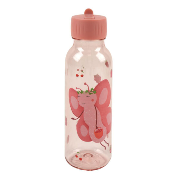 Trinkflasche 500 ml Tritan Fruit fairy Mrs. Butterfly von Trixie, robuste und auslaufsichere Kindertrinkflasche mit Schmetterling-Motiv für Kindergarten und unterwegs Stofftiger