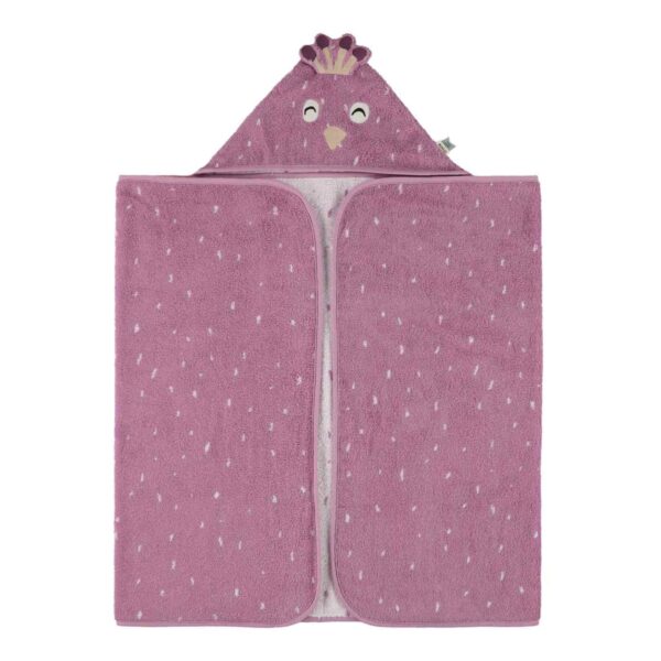 Kapuzenbadetuch 75x75 cm Mrs. Peacock für Babys, weiches Badetuch mit Kapuze für gemütliches Abtrocknen Trixie Stofftiger Handtuch