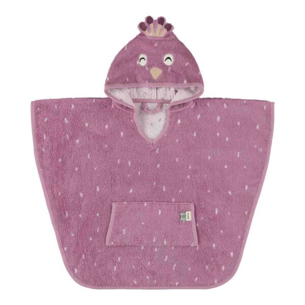 Kinderponcho Mrs. Peacock, weicher Badeponcho mit Kapuze für gemütliches Abtrocknen nach dem Baden oder Schwimmen Stofftiger Handtuch