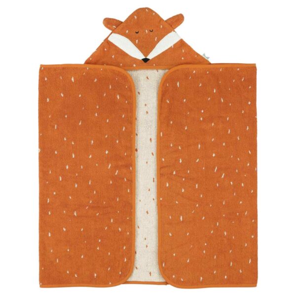 Kapuzenbadetuch 75x75 cm Mr. Fox für Babys, weiches Badetuch mit Kapuze für gemütliches Abtrocknen Trixie Stofftiger Handtuch