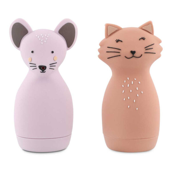 Badespielzeug Spritztiere Mrs. Cat und Mrs. Mouse für Kinder, lustige Wasserspielzeuge zum Spritzen und Spielen in der Badewanne Stofftiger Trixie