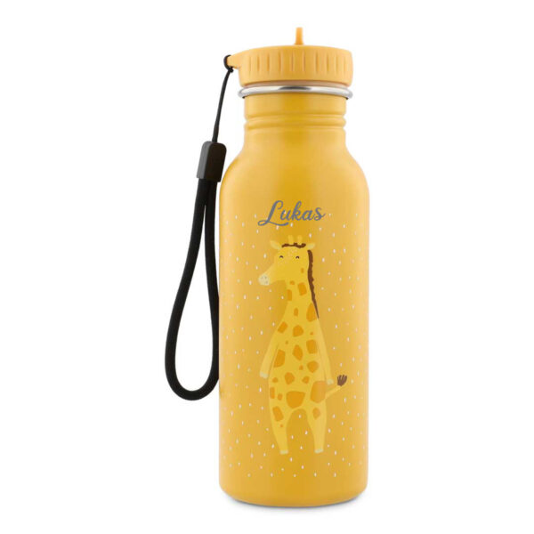 Trinkflasche 500 ml Mr. Giraffe von Trixie, auslaufsichere Kindertrinkflasche mit Giraffen-Motiv für Kindergarten und unterwegs Stofftiger