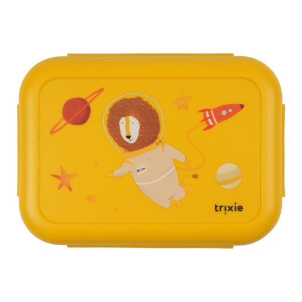Brotdose mit Clips Spaceman Mr. Lion von Trixie, praktische Lunchbox für Kinder mit Clipverschluss und Löwe-Motiv für Kindergarten und Schule Stofftiger