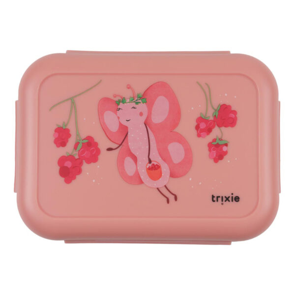 Brotdose mit Clips Fruit fairy Mrs. Butterfly von Trixie, praktische Lunchbox für Kinder mit Clipverschluss und Schmetterling-Motiv für Kindergarten und Schule Stofftiger