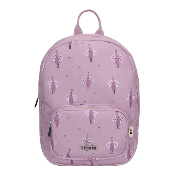 Kinder Rucksack mit Motiv Proud Peacock von Trixie, mit farbenfrohem Pfau-Design für Kindergarten und Ausflüge Stofftiger