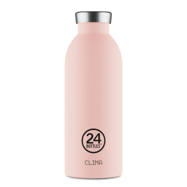 Unifarbene 24Bottles Thermoflasche 500 ml aus Edelstahl mit schlankem Design und Schraubverschluss. Stofftiger