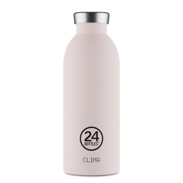 Unifarbene 24Bottles Thermoflasche 500 ml aus Edelstahl mit schlankem Design und Schraubverschluss. Stofftiger