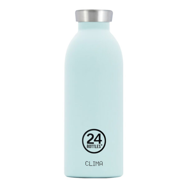 Unifarbene 24Bottles Thermoflasche 500 ml aus Edelstahl mit schlankem Design und Schraubverschluss. Stofftiger