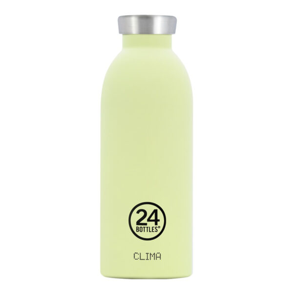 Unifarbene 24Bottles Thermoflasche 500 ml aus Edelstahl mit schlankem Design und Schraubverschluss. Stofftiger