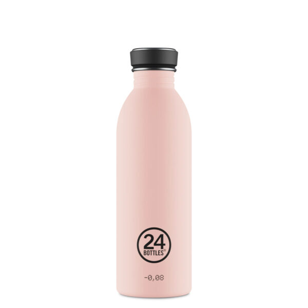 Edelstahl Trinkflasche 500 ml von 24Bottles in schlichtem, modernem Design, wiederverwendbare nachhaltige Wasserflasche für Alltag, Schule und Büro. Stofftiger