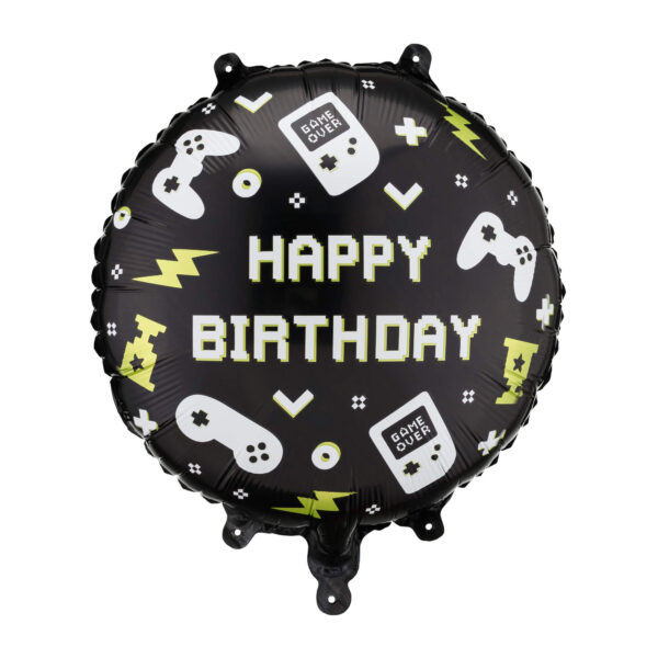 Bunter Folienballon mit Schriftzug von PartyDeco als dekorative Partydekoration für verschiedene Anlässe, Stofftiger, Happy Birthday, Geburtstagsfeier