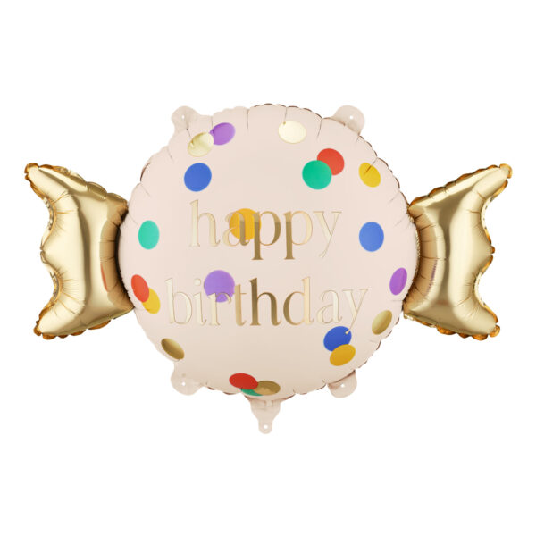 Bunter Folienballon mit Schriftzug von PartyDeco als dekorative Partydekoration für verschiedene Anlässe, Stofftiger, Happy Birthday, Geburtstagsfeier