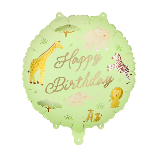 Bunter Folienballon mit Schriftzug von PartyDeco als dekorative Partydekoration für verschiedene Anlässe, Stofftiger, Happy Birthday, Geburtstagsfeier