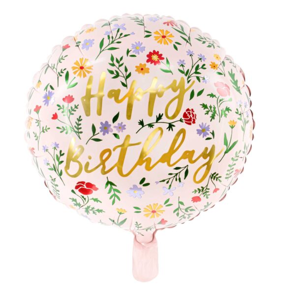 Bunter Folienballon mit Schriftzug von PartyDeco als dekorative Partydekoration für verschiedene Anlässe, Stofftiger, Happy Birthday, Geburtstagsfeier