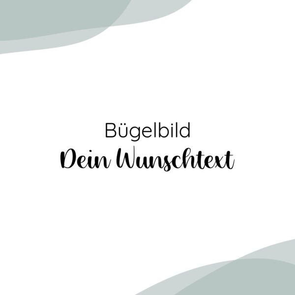 Personalisiertes Bügelbild mit Wunschname in verschiedenen Größen (7–30 cm), Farben und Schriftarten – aufgebügelt auf ein Kleidungsstück, handgemacht und individuell.