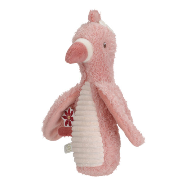 Little Dutch Quietscherassel Flamingo aus weichem Material für Babys zum Greifen, Drücken und Spielen, Stofftiger