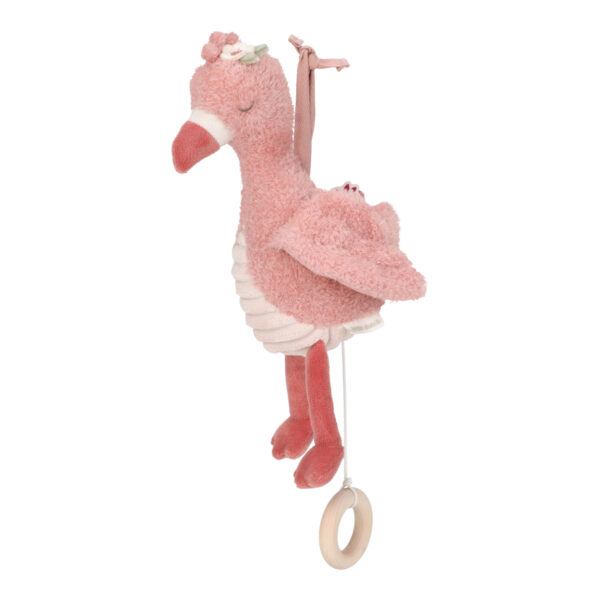 Little Dutch Spieluhr Flamingo in Rosa als weicher Schlafbegleiter für Babys mit beruhigender Melodie, Stofftiger