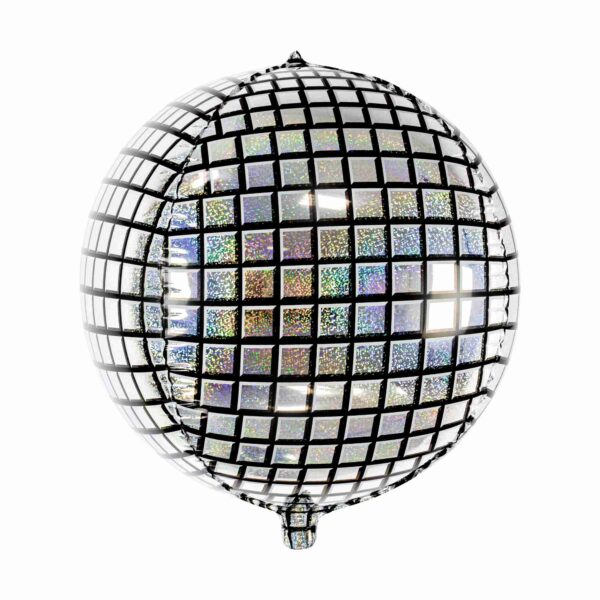 Glitzer Folienballon Diskokugel von PartyDeco als dekorative Partydekoration für verschiedene Anlässe, Stofftiger