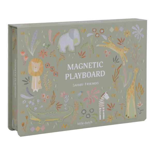 Stofftiger Little Dutch Magnetische Spieltafel Safari Friends mit bunten Motiven in der Schachtel ideal verstaubar auch für Unterwegs