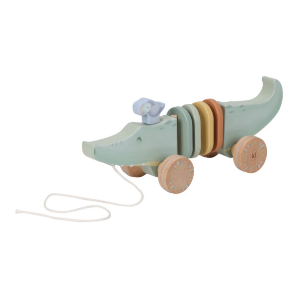Stofftiger Little Dutch Nachziehtier Krokodil Safari Friends mit beweglichen Elementen auch personalisierbar mit dem Namen als Geschenk zum Geburtstag oder Taufe