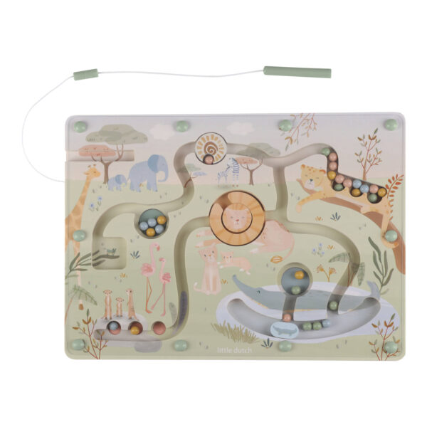 Stofftiger Little Dutch Magnetisches Labyrinth Safari Friends mit bunten Motiven als Geschenk Feinmotorik