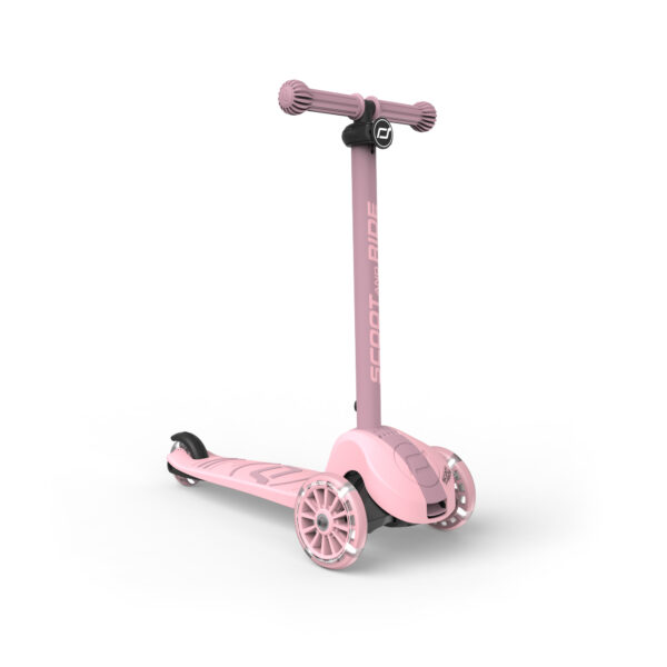 Stofftiger Scoot and Ride Highwaykick 3S Kinderroller mit LED-Rädern, höhenverstellbarer Lenkstange und 2-fach-Lenkung für Kinder ab 3 Jahren, in trendigem Bicolor-Design.