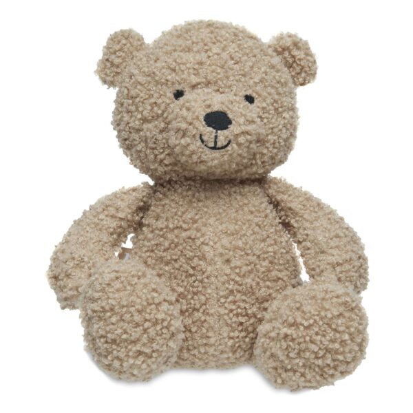 Kuscheltier Teddybär Biscuit von Jollein in Beige aus lockigem Teddystoff, sitzend in der Vorderansicht, Stofftiger