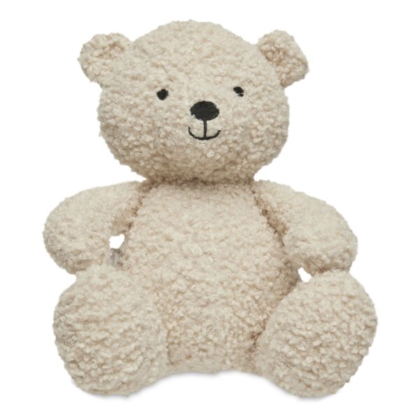 Kuscheltier Teddybär Naturel von Jollein in Creme aus lockigem Teddystoff, sitzend in der Vorderansicht, Stofftiger