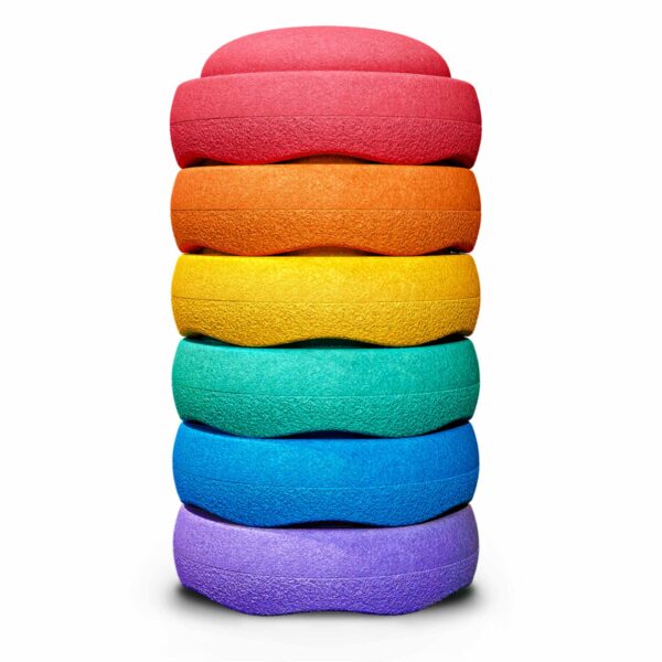 Stapelstein® Original rainbow classic – 6 Balancesteine in Regenbogenfarben aus EPP für Balance und Bewegung