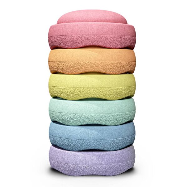 Stapelstein® Original rainbow pastel – 6 Balancesteine in Pastellfarben aus EPP für Balance und Bewegung