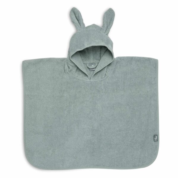 Badeponcho in Ash Green von Jollein mit Kapuze und Hasenohren als Kapuzenhandtuch für Babys und Kleinkinder, Stofftiger