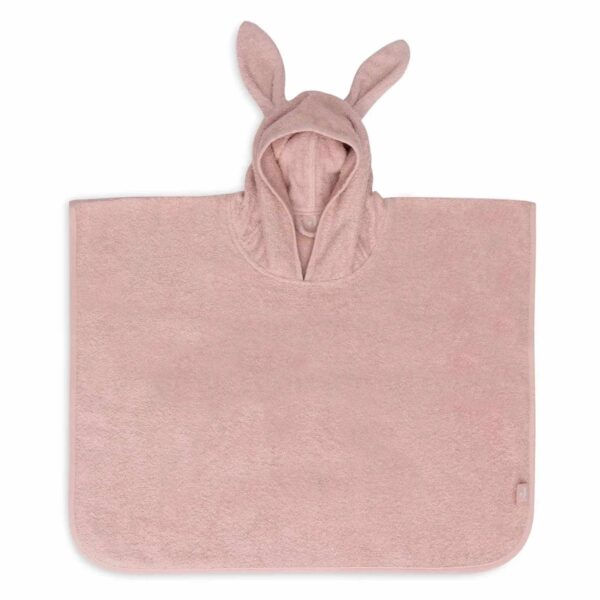 Badeponcho in Wild Rose von Jollein mit Kapuze und Hasenohren als Kapuzenhandtuch für Babys und Kleinkinder, Stofftiger