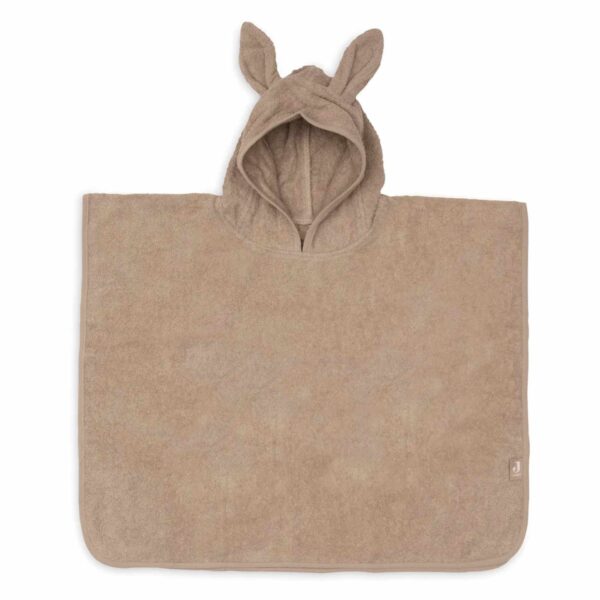 Badeponcho in Milky Coffee von Jollein mit Kapuze und Hasenohren als Kapuzenhandtuch für Babys und Kleinkinder, Stofftiger