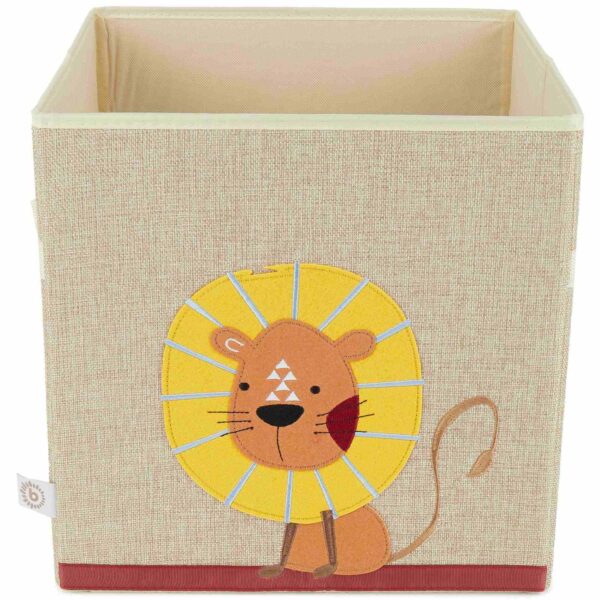 Bieco Aufbewahrungsbox Löwe, Würfelbox ohne Deckel von vorne, Löwenmotiv aus Filz