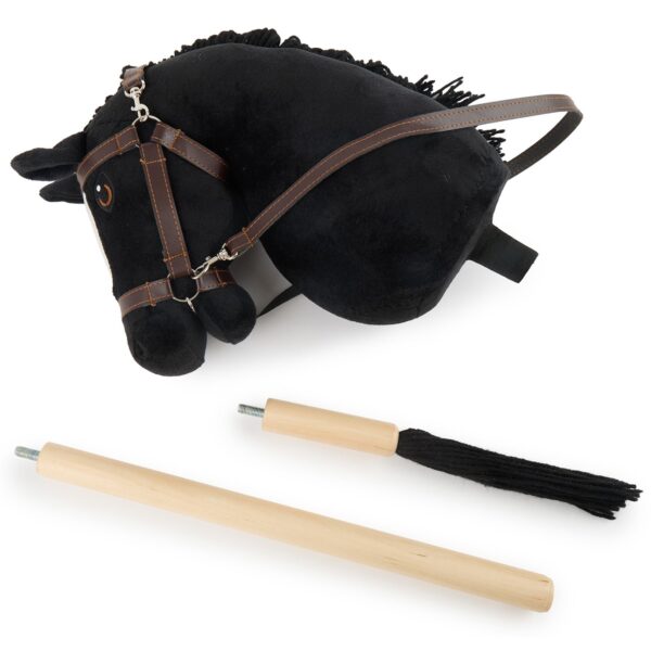 Bieco Hobby Horse Schwarz Größe S, Pferdekopf in Schwarz mit Halfter, dazu Stab und Schweif zerlegt