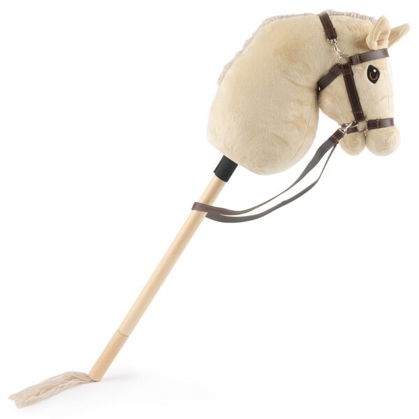 Bieco Hobby Horse Beige Größe S, helles Steckenpferd komplett, schräg von der Seite