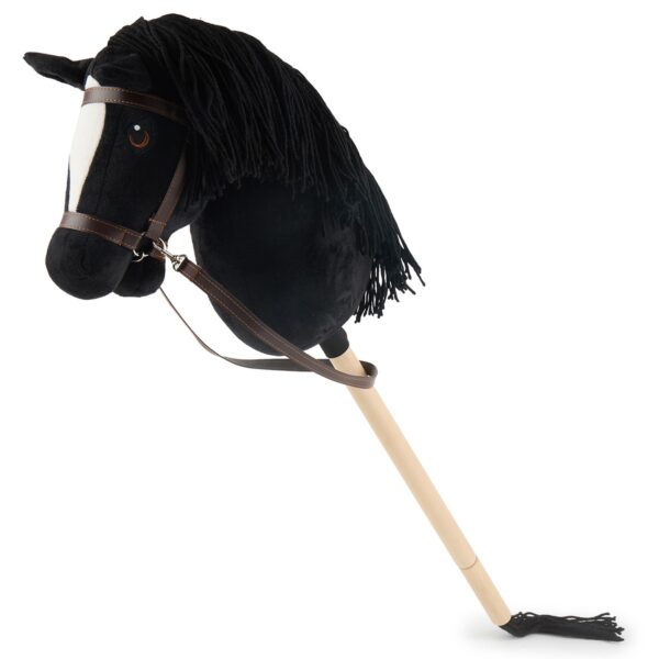 Bieco Hobby Horse Schwarz Größe M, Pferdekopf in Schwarz auf dem Stab, seitlich