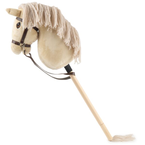 Bieco Hobby Horse Beige Größe M, helles Steckenpferd komplett, seitlich mit Zügeln