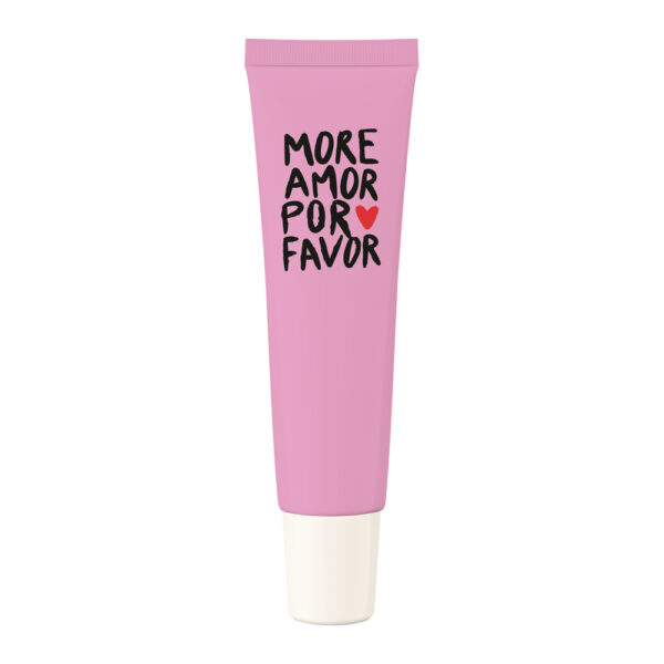 Grafikwerkstatt Handcreme More Amor Por Favor, rosa 25 ml Tube mit schwarzer Schrift und rotem Herz