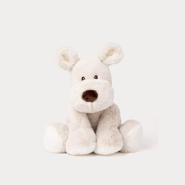 Teddykompaniet Kuscheltier Hund Mocca in Creme mit brauner Schnauze, sitzend von vorne
