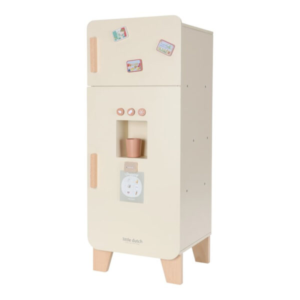 Kühlschrank Limited Edition von Little Dutch in Creme mit Holzgriffen, Magneten an der Tür und Becherfach