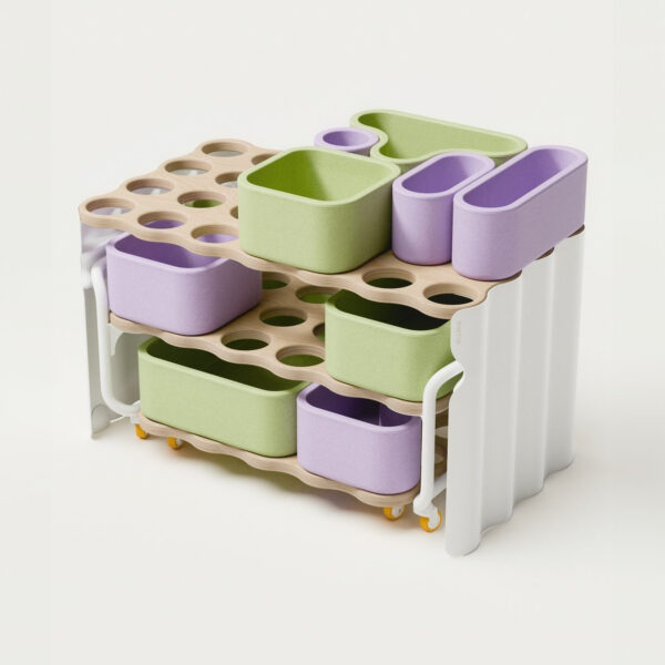 poptop Spielzeugaufbewahrung 78x45x44cm in Weiß Birke Matcha Lavender im Kinderzimmer